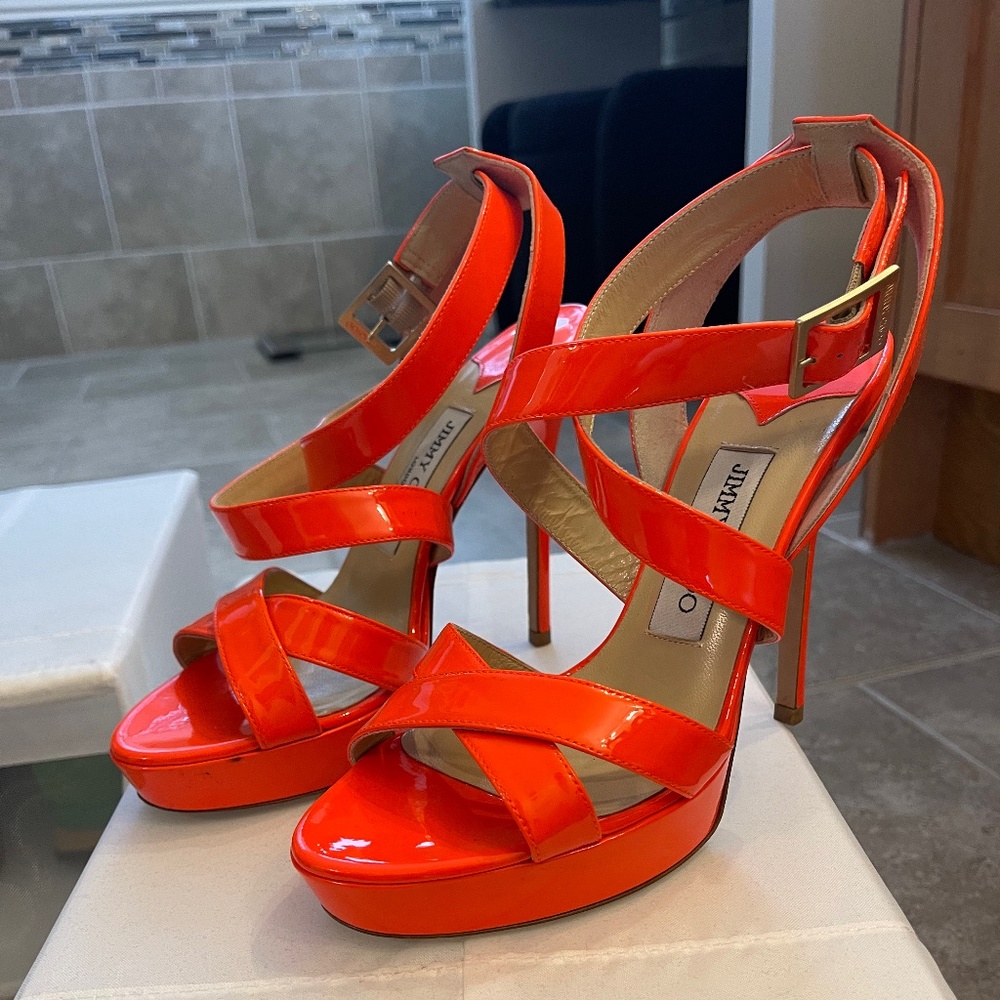 Jimmy choo Lottie 130 neon orange heel